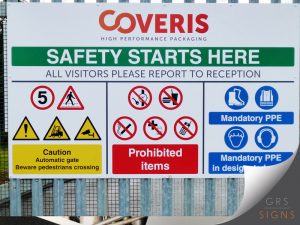 Coveris health and safety sign.