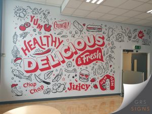 Large interior wall graphic.