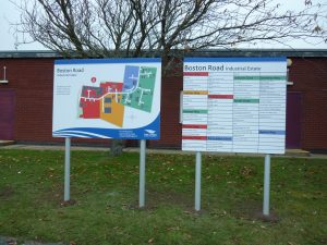 Colour-coded area signage.
