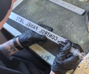 Engraved and paint-filled industrial identification sign