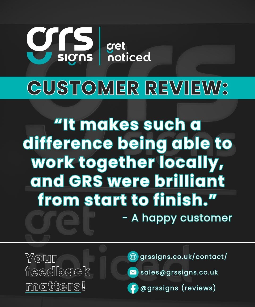 Follow us on social media at GRS Signs