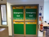 Vinyl door-covering to clearly show/mark the emergency fire exit