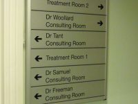 An aluminium modular slat directory sign (interchangeable).